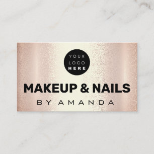 Logo Makeup Künstler Haar Nails Coral Rose Gold Visitenkarte