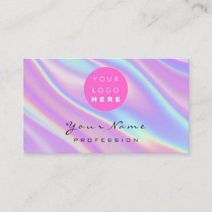 Logo Makeup Künstler Haar Nails Holograph Rosa Bl Visitenkarte
