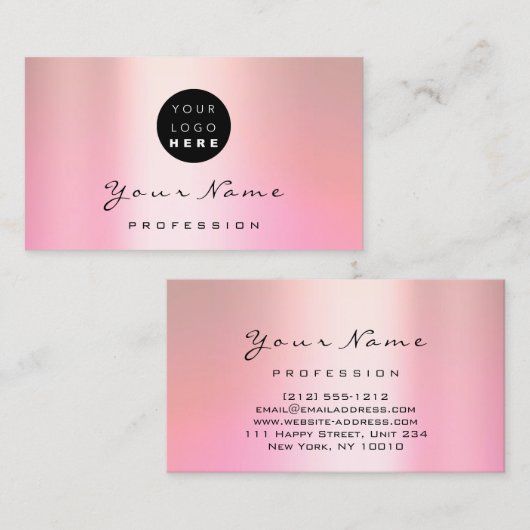 Logo Makeup Künstler Haarnägel Rose Rosa Pflege Visitenkarte (Vorne/Hinten)