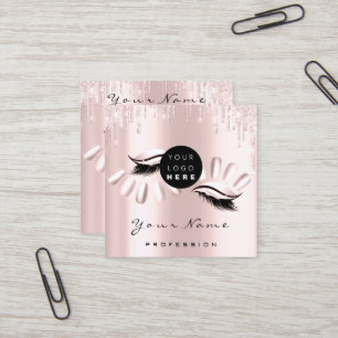 Logo Makeup Künstler Haarnails Blumenzange Rose R Quadratische Visitenkarte