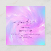 Logo Makeup Lashes Extension Studio Holograph Pink Quadratische Visitenkarte (Rückseite)
