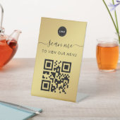 Logo-Markenbezeichnung "Gold Contaceless Scan Me Q Sockelschild (In SItu)