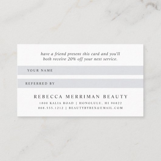 Logo "Marmor & Rose" | Friseursalon Empfehlungskarte (Rückseite)