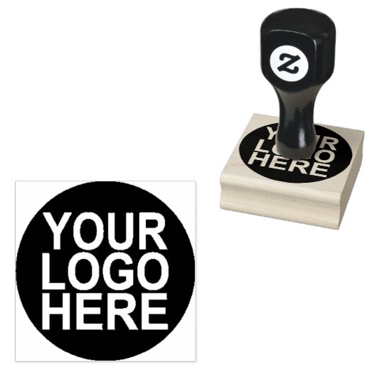 Logo "Medium Square & Round Wood Handy" Gummistempel (Stempel)