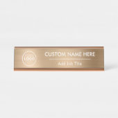 Logo Metallic Gold Desk Name Plakat Schreibtischnamensplakette (Vorderseite )