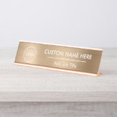 Logo Metallic Gold Desk Name Plakat Schreibtischnamensplakette (Vorderseite )