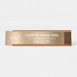 Logo Metallic Gold Desk Name Plakat Schreibtischnamensplakette