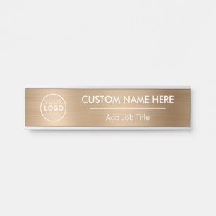 Logo Metallic Gold Employee Name Türschild