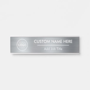 Logo Metallischer Silver Employee Name Türschild