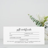 Logo Minimalist Script Modern Gift Certificate (Stehend Vorderseite)