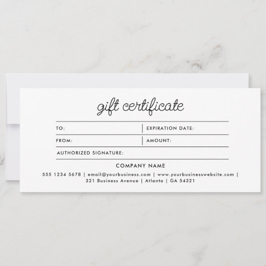 Logo Minimalist Script Modern Gift Certificate (Vorderseite)