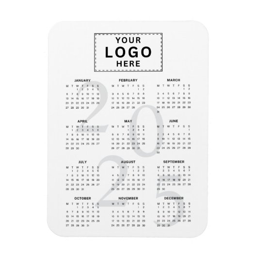 Logo Minimalistisch 2025 Monatlicher Kalender Magnet (Vertikal)