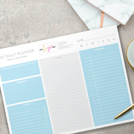 Logo Minimalistisch Blue Undated Daily Planner hin Notizblock