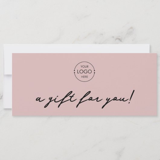 Logo Minimalistisch Blush Pink Geschenkgutschein (Rückseite)