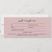 Logo Minimalistisch Blush Pink Geschenkgutschein (Vorderseite)