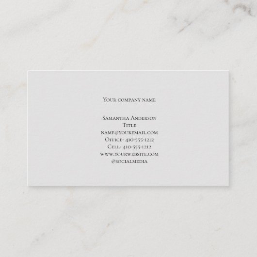 Logo Minimalistisch Graue Berufliche Visitenkarte Telefonnummerkarte (Rückseite)