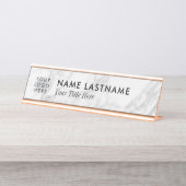 Logo Minimalistisch, graue, weiße Marmorbezeichnun Schreibtischnamensplakette (Vorderseite )