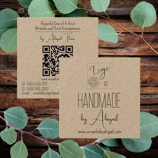 Logo Minimalistisch Handgefertigte, handgefertigte Quadratische Visitenkarte