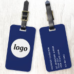 Logo Minimalistisch Werbung Navy Blue Business Gepäckanhänger<br><div class="desc">Einfaches Logo-Design für Ihr Unternehmen. Ersetzen Sie das Logo und die Details durch Ihre eigenen und ändern Sie die Hintergrundfarbe im Designwerkzeug,  um sie anzupassen. Ideal als Werbeartikel für Kunden,  Kunden und Mitarbeiter,  für Geschäftsreisen und Messen.</div>