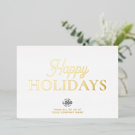 Logo-Minimalistische Weihnachtskarte Folieneinladung (Stehend vorne)