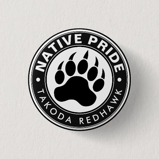 Logo mit Bärenpranke und personalisiertem Namen im Button (Vorderseite)