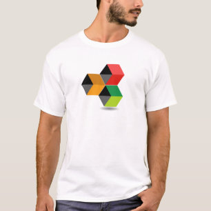 Logo mit bunten Würfeln und Schatten T-Shirt