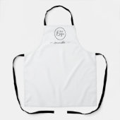 Logo mit dem Namen des Mitarbeiters schwarz und we Schürze (Vorderseite)