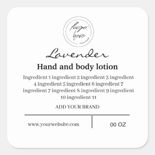 Logo mit einfachen schwarzen und weißen Zutaten Quadratischer Aufkleber (Vorderseite)