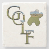 Logo mit Golfplatz-Image, Steinuntersetzer (Vorderseite)