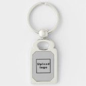 Logo mit grauem Hintergrund auf Rectangle Metal Schlüsselanhänger (Vorderseite)