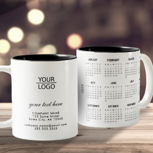 Logo mit individuellem Text Unternehmen 2024 Kalen Zweifarbige Tasse