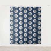 Logo mit Navy-Wiederholungsmuster Wandteppich (Vorderseite)