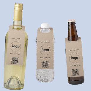 Logo mit QR-Code und Text-Werbung Flaschenanhänger