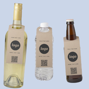 Logo mit QR-Code und Text-Werbung Flaschenanhänger