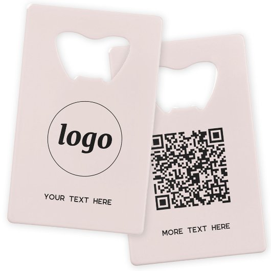 Logo mit Text-QR-Code Business Blindfarben Rosa Geldbeutel Flaschenöffner