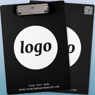 Logo mit Text und QR-Code Schwarz Geschäft Klemmbrett
