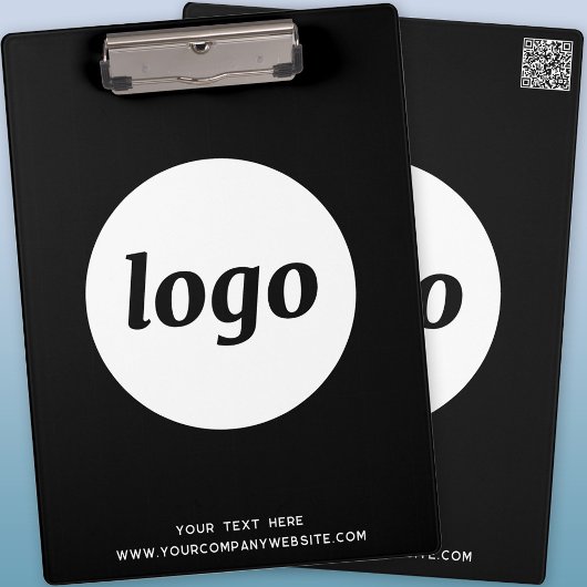Logo mit Text und QR-Code Schwarz Geschäft Klemmbrett