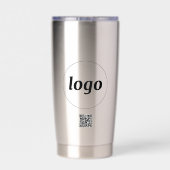 Logo mit Text und QR-Code Unternehmenswerbung Thermobecher (Rückseite)