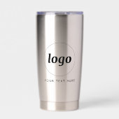 Logo mit Text und QR-Code Unternehmenswerbung Thermobecher (Vorderseite)