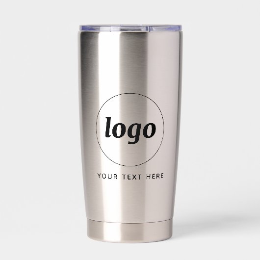 Logo mit Text und QR-Code Unternehmenswerbung Thermobecher (Vorderseite)