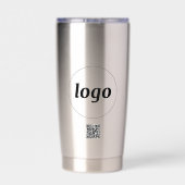 Logo mit Text und QR-Code Unternehmenswerbung Thermobecher (Rückseite)