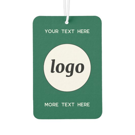 Logo mit Text-Werbeformel grün Autolufterfrischer (Rückseite)