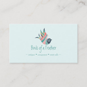 Logo mit Vogelfedern im bohemian Country Artistic  Visitenkarte