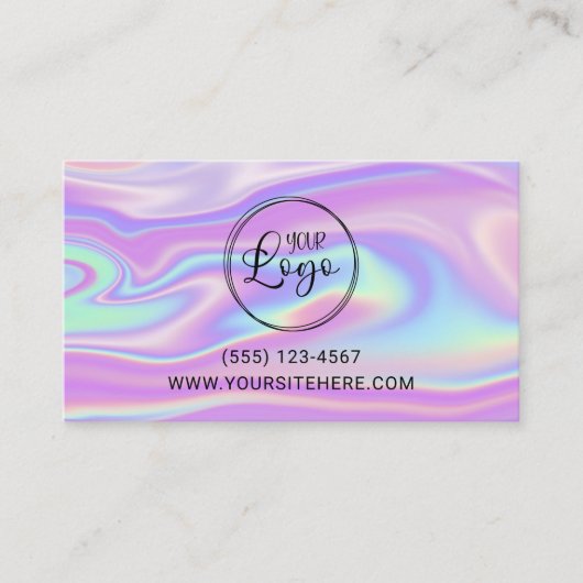 Logo mit Website-URL Lila Minze Iridescent Visitenkarte (Vorderseite)