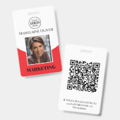 Logo Mitarbeiter-ID Foto QR Code Rotes Abzeichen Ausweis (Vorder- & Rückseite)