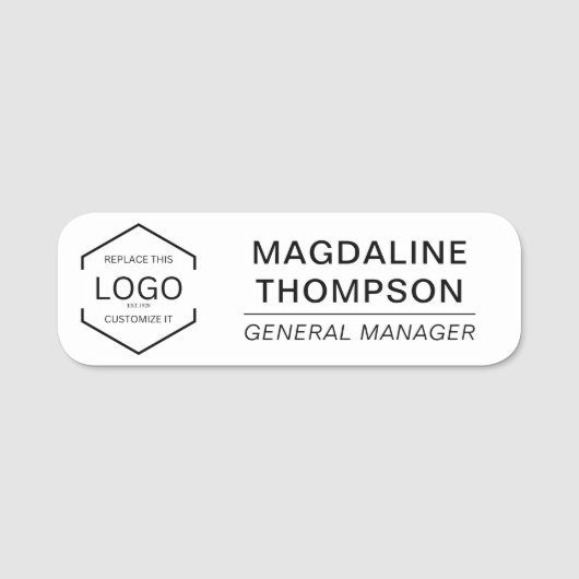 Logo-Mitarbeiter-Stellenbezeichnung Schwarz-weiß Namensschild (Vorderseite)