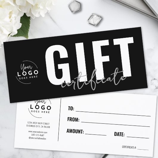 Logo Modern Schwarz Geschäft Geschenkgutschein