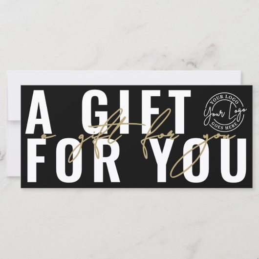 Logo Modern Schwarz Gold Geschäft Geschenkgutschei (Vorderseite)