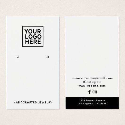 Logo Modern Simple Juwelier Earring Display Card (Vorne & Hinten)