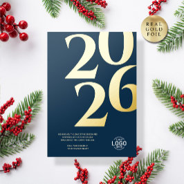 Logo Modern Simple Navy Blue Business Holiday Card Folieneinladung